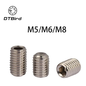 

DIN916 304 stainless steel set screws Concave hex socket Chimi M5 M6 M8 screw headless Top wire machine 2017 hot sale
