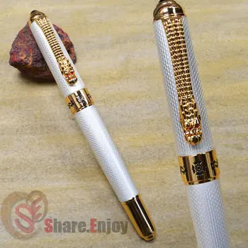 

JINHAO 1000 EXECUTIVE WHITE AND GOLDEN ROLLER BALL PEN DRAGON CLIP