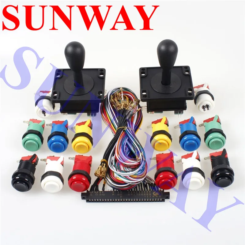 

NEW Arcade JAMMA 60 in 1 Kit parts for 2 HAPP style 4/8 way Joysticks& 14 American Push Buttons MAME& Wire harness&Microswitch