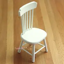 Кукольная Миниатюра 1:12 Мебель Гостиная деревянной белый стул h8cm spo119