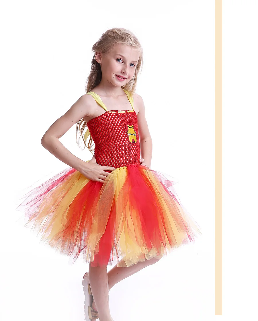 Red & Yellow Girls Baby Iron Man Tutu Dress Handmade Kids Superhero Tulle Dress Halloween Birthday Party Prom Costume (6)