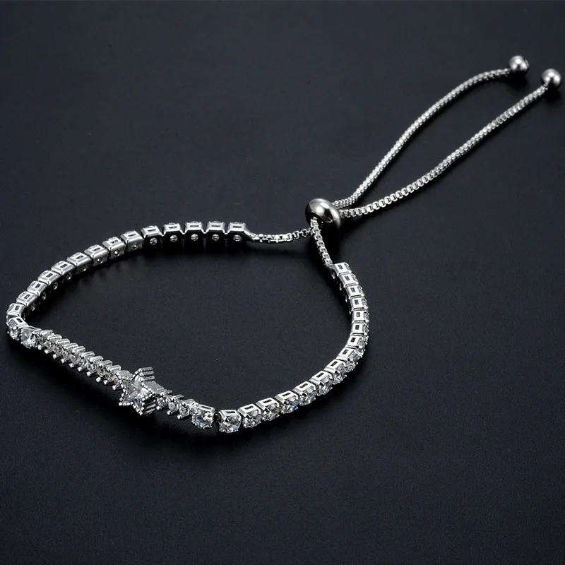 

TOGORY 3 Colors Rose Gold Color Chain Link Charm Bracelet for Women Ladies Shining AAA Cubic Zircon Crystal Jewelry Gift
