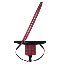 Мужское нижнее белье SISSY, сексуальные мужские трусы-бикини, трусы с мешочком для пениса, клетчатое бандаж, стринги, нижнее белье с поясом для чулок