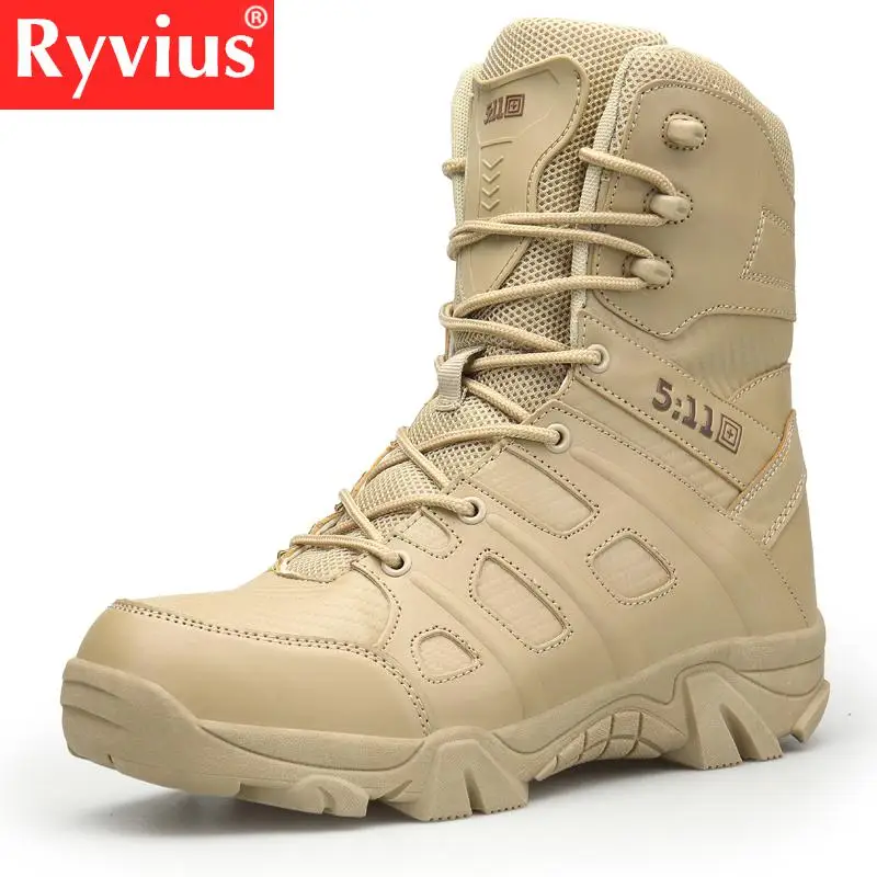 

2019 High Quality Outdoor Men's Hiking Shoes Desert High To Help Military Tactical Boots Men's Soldier Combat Military Boots Hot