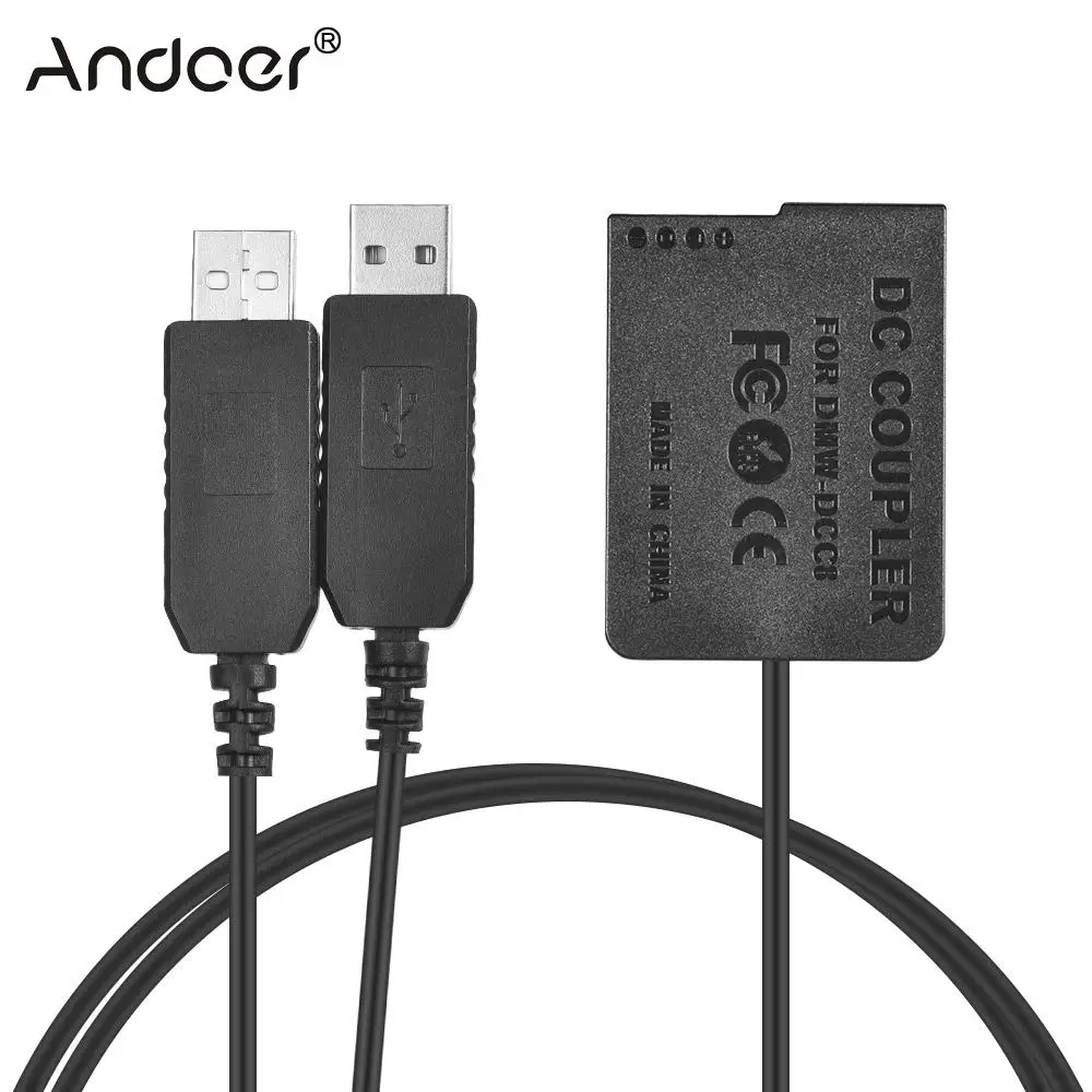 

Andoer DMW-DCC8 DC Coupler USB Power Adapter Camera Charger Kit for Panasonic DMC-FZ200 DMC-FZ1000 DMC-GH2 DMC-G5 DMC-G6 DMC-G7