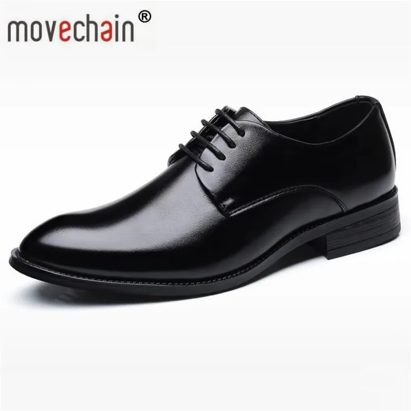 Movechain/мужские модные кожаные модельные туфли на шнуровке Мужские классические