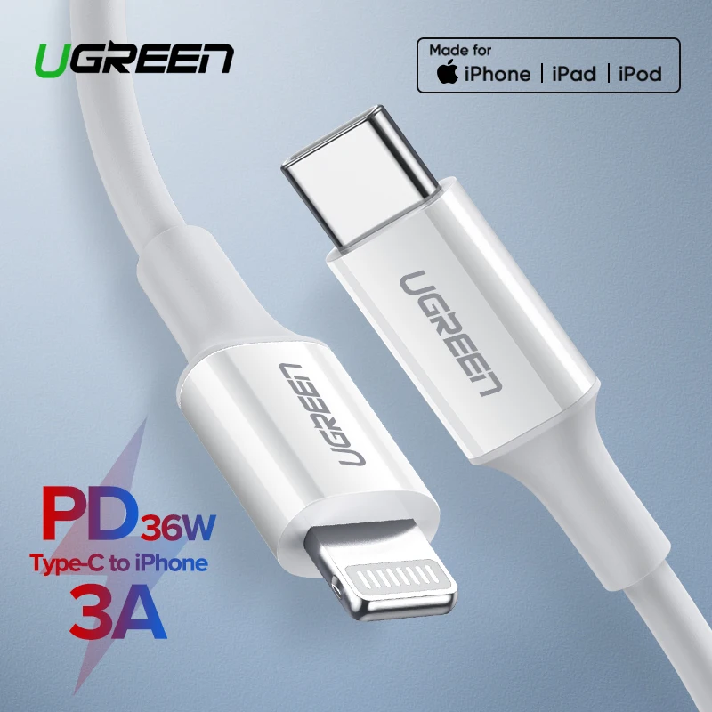 Ugreen USB C Cable to Lightning Cable for iPhone X XS XR 8 36W PD Fast