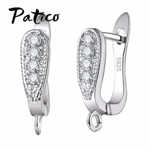 Moda Prata Esterlina 925 Brinco de Cristal de Zircônia Cúbica Pedra U-Forma Brincos Jóias Encontrar Handmade Brincos Da Orelha(China)