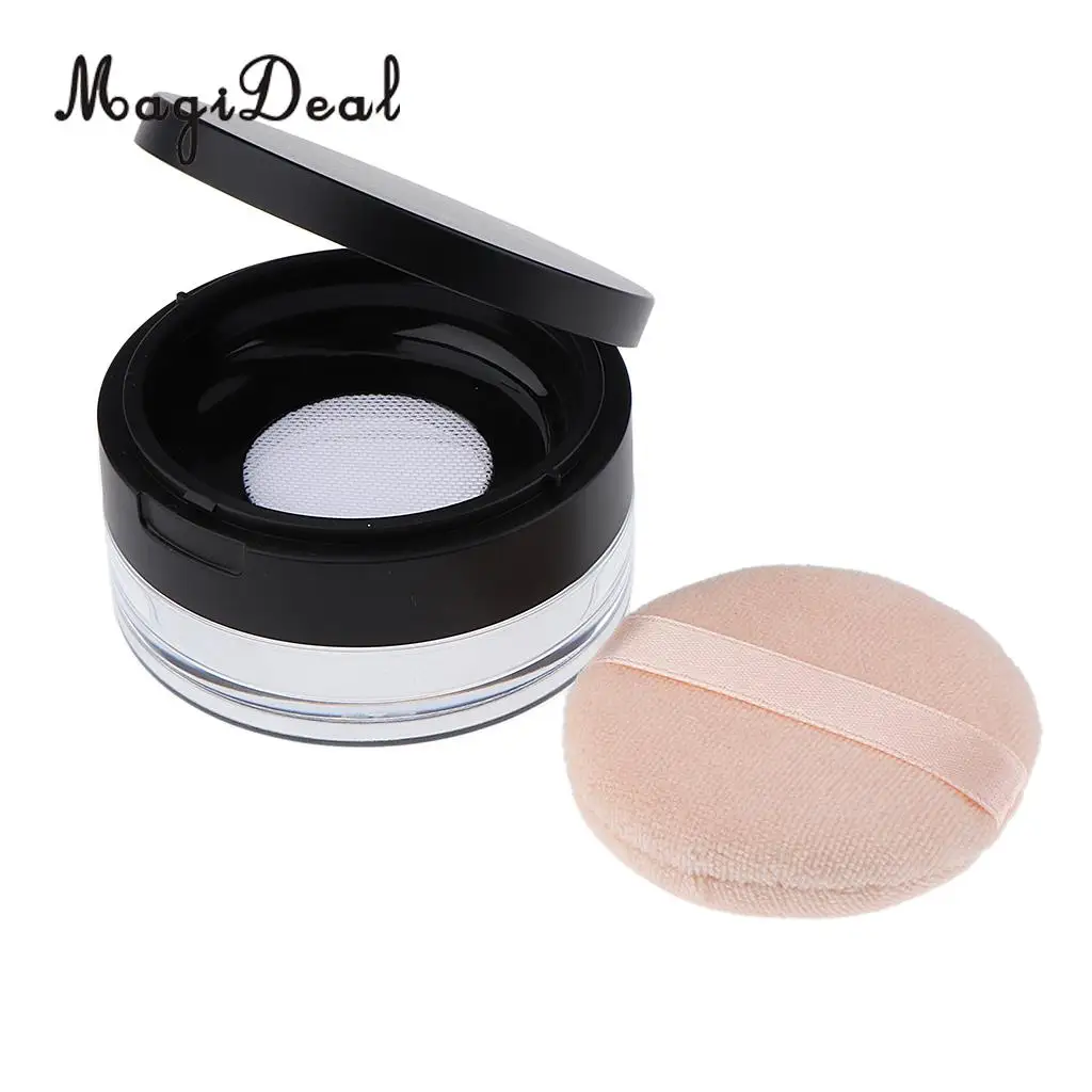 Kesoto 20g Empty Loose Powder Case Facial Blusher Container Jars with Puff Blender
