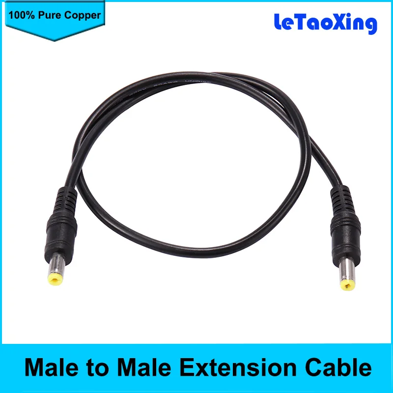 

DC Extension cable wire 0.5 Meter long male to Male connector 5.5*2.1 5.5mm x 2.1mm male to male wire 0.5M Black