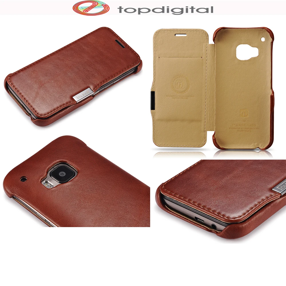 

icarer Leather Case Wallet for HTC M9 Flip Case Magnetic Folio Cover for HTC One M9 Genuine Leather Skin Credit Card Holder Slot