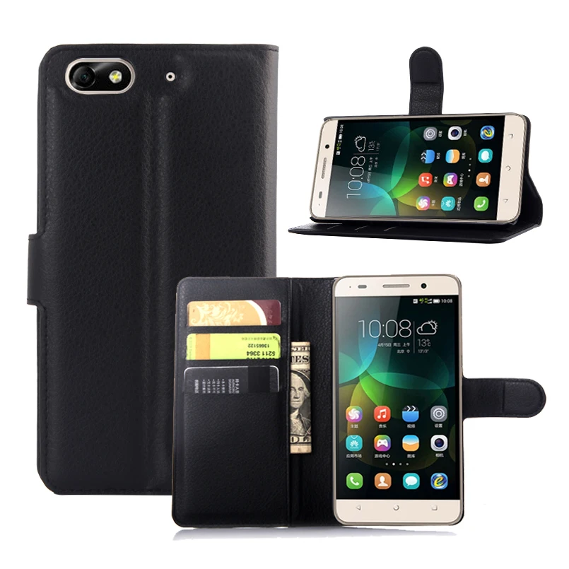 

Fashion Wallet PU Leather Case Cover Flip Protective Phone Back Shell For Huawei Honor 4C/G Play Mini Visa Card Slot With Stand
