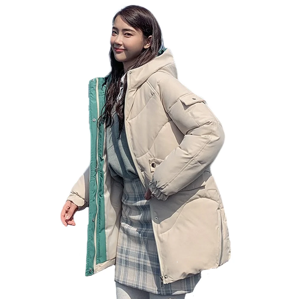 

New Winter Down Cotton Jacket Women thickening hooded down parka padded jacket female 821