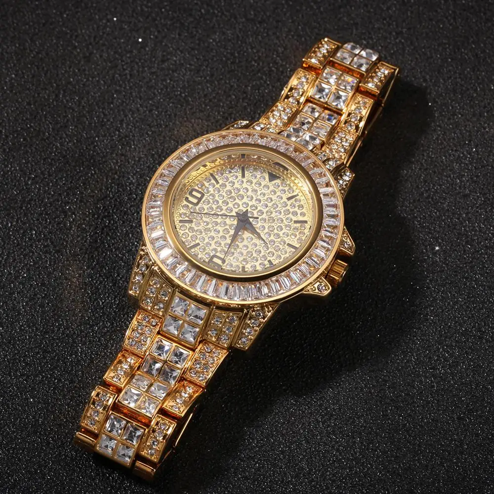 Хип-хоп полный Iced Out мужские часы из нержавеющей стали модные роскошные стразы кварцевые квадратные наручные часы деловые часы