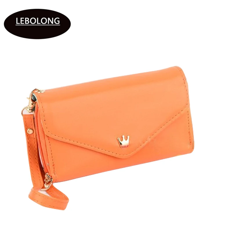 

Lebolong Hot Sale Small Crown Women Wristlet Wallets Fashion Zipper Coin Case Purse For iPhone Galaxy S2/S3 Carteira Feminina