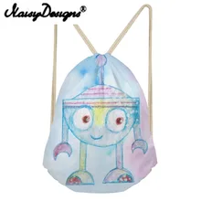 Бесшумные дизайнерские пляжные сумки Робот Печать Детский Школьный рюкзак со шнурками шоппер для девочек путешествия подарок на день рождения пакет Mochila