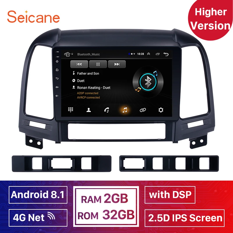 Higher version RAM 2GB+ROM32GB IPS Android 8.1 Car Radio GPS Stereo Unit Player For HYUNDAI SANTA FE 2005-2012 DSP 4G Net WIFI