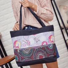 2016 New Ladies Bag Canvas Bag New fashion Women’s simple Printed mosaic handbag Shoulder Bag free shipping Shopping canvas bag