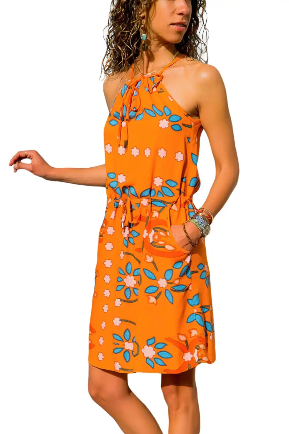 orange and blue sundress