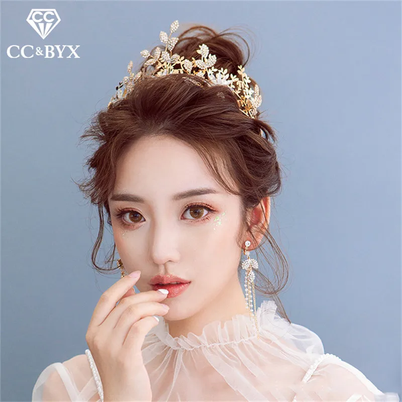 

CC wedding jewelry hairgrips stud earrings hair pins for women 2pcs sets bridal engagement accessories luxury fine pageant XY329