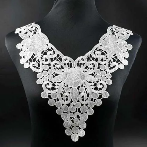 Motif Sewing Bridal Wedding Lace Collar Trim Floral Embroidery Neckline DIY 1 White Dickey Trims H White Lace Collar 
