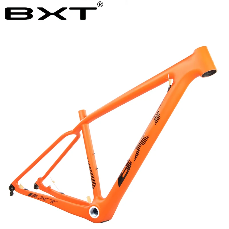 Discount 29er Full carbon fiber mountain bike frame carbon MTB bicycle frame orange frameset BSA Disc brake frames orange S M L 1