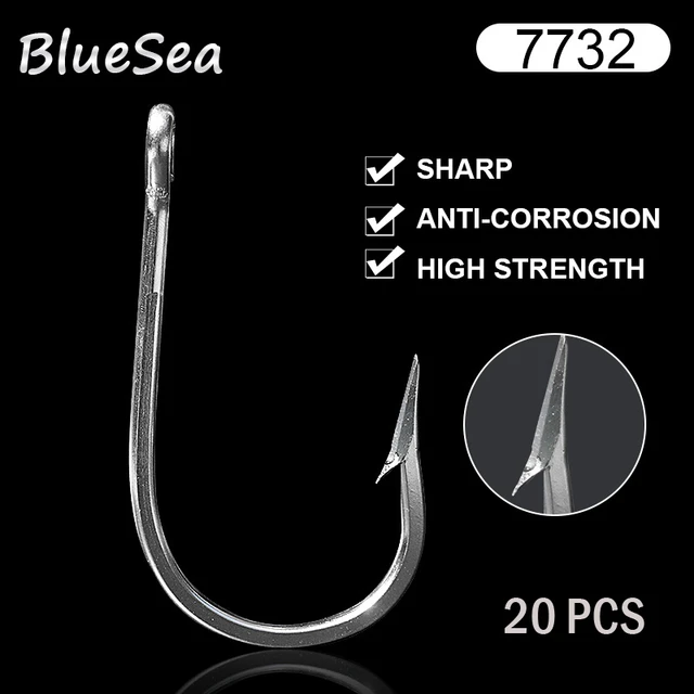 Bluesea 20 Pcs/pack 7732 Stainless Steel Shark Fish Hooks Saltwater Fish  Hooks Sea Big Game J Type Large Fish Hooks - Fishhooks - AliExpress