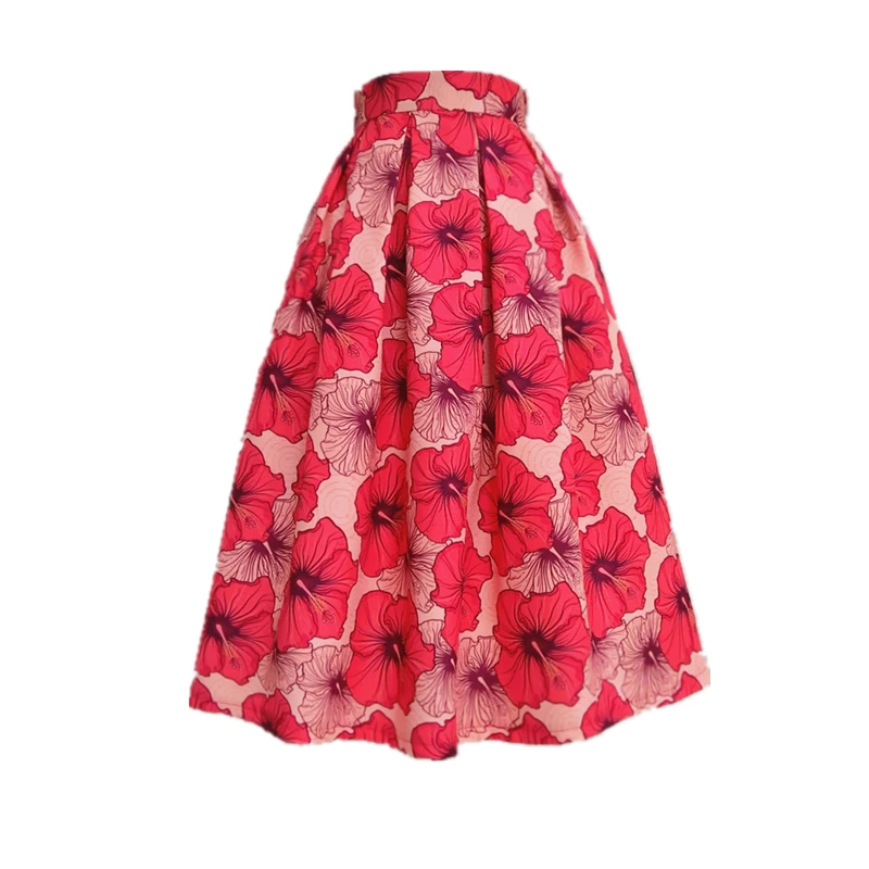 

Newest Arrival Women Spring Summer Printing Sweet Middle Long High Waist A-line Skirt Can Be Customized XHSD-3158