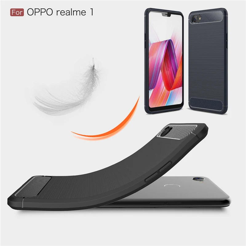 

For OPPO Realme 1 Luxury Case Carbon Brushed Fiber Texture Soft Silicone TPU Anti-knock Back Cover For Realme 2 Coque Funda Capa