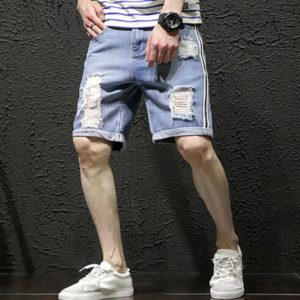 Модные мужские большие размеры карман повседневный узкий Короткий Пот брюки джинсы брюки высокого качества эластичные джинсовые шорты Мужская брендовая одежда 6,18