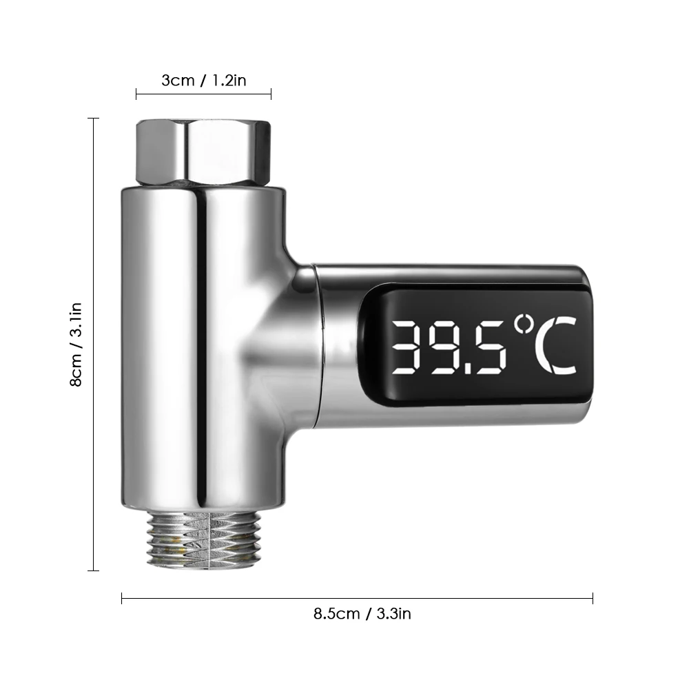 Светодиодный цифровой термометр для душа 5~ 85 °C, самогенерирующий термометр для измерения температуры воды в реальном времени