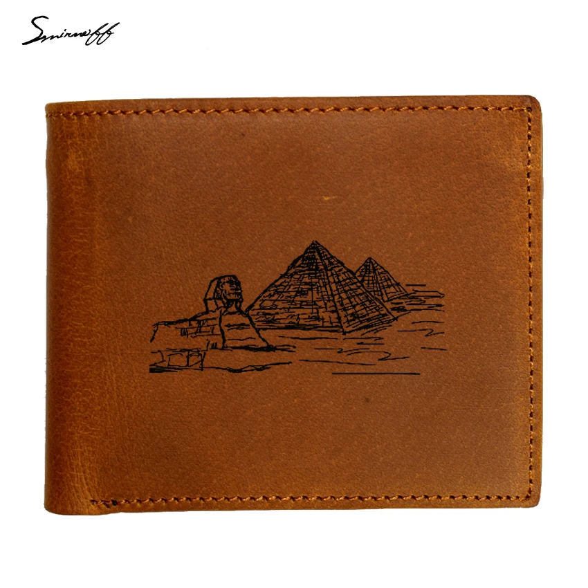 Egypt Great Pyramid of Giza Genuine Leather Men Wallet Male luxury Men