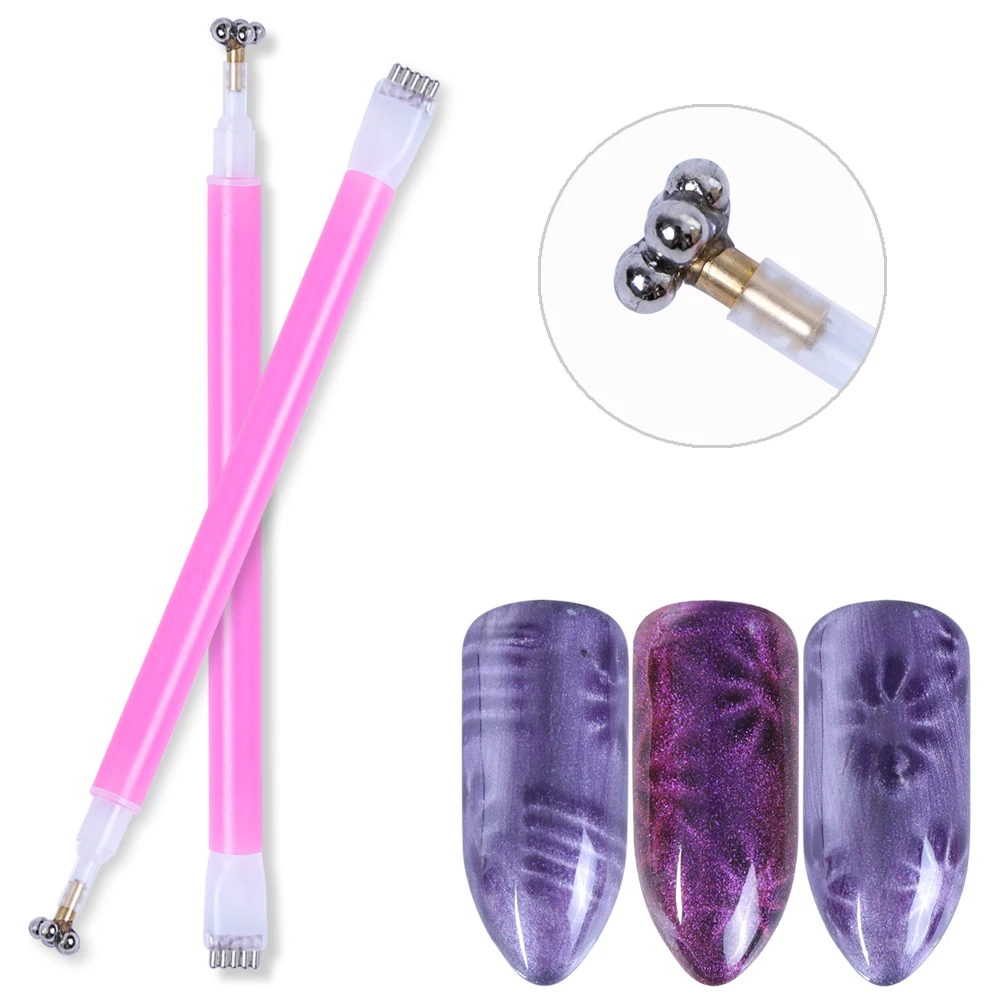 Makartt 2PCS Nail Art Flower Cat Eye Magnet Pen Strip Magical Stick DIY Magic 3D Magnetic Polish UV Gel Polish Cat Eyes G0320