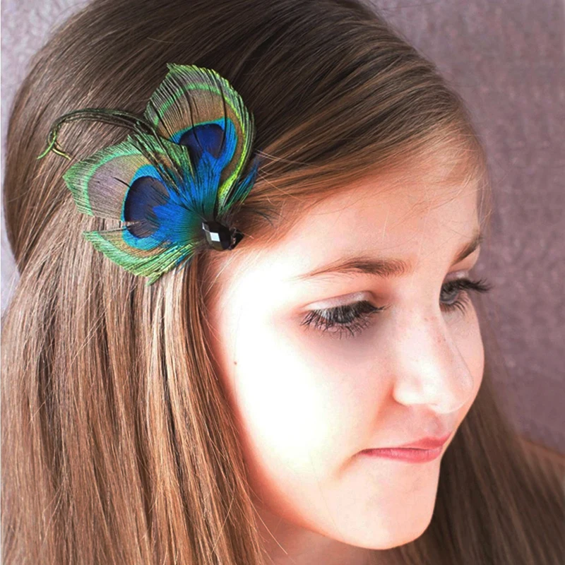NEW Fashion Peacock Feather Hair Accessories Clip Wedding Bridesmaid