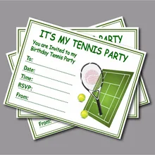 14 шт./лот индивидуальный Теннисный приглашение на день рождения Детские теннисные день рождения, детский душ поставщик праздничных украшений