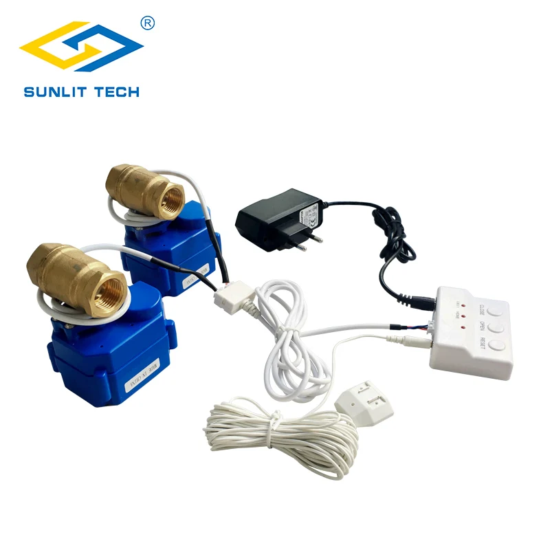  Kitchen Water Leak Alarm Detector System with 2pcs DN15 Copper Crane Automatic Shut Off if Leaking  - 32870022041