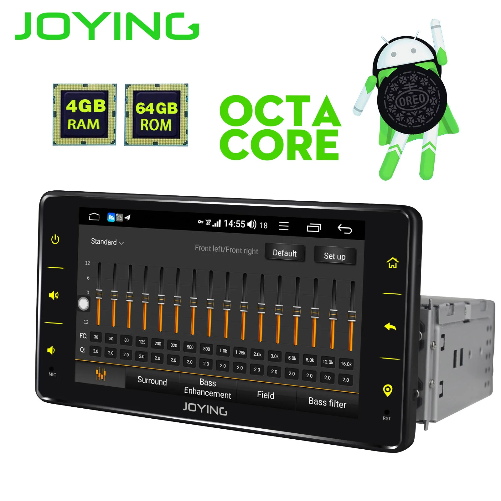 

JOYING Android 8.1 1 din car radio multimedia car radio GSP with 4G modem 4G+64G touch screen car stereo rearview camera DVR SWC