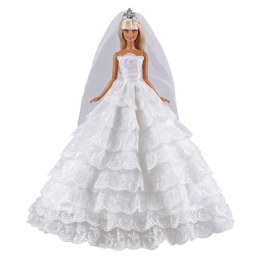 Длинный хвост вечерние свадебные платья с вуалью 8 слоев роскошные аксессуары для изготовления куклы Барби комплект одежды красивый