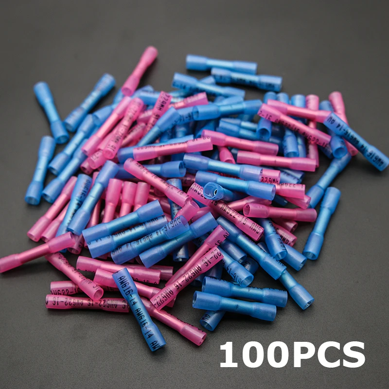 50/100 шт Водонепроницаемый термоусадочный стыковой разъемы для сращивания герметичная изоляция кабеля обжимные клеммы соединители AWG 22 до 10 комплект - Цвет: 100pcs