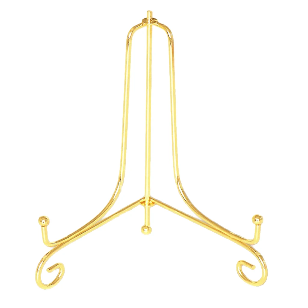 Gold Iron Stand Easel Art Display Stand Bowl Plate Display Rack Holder 10''