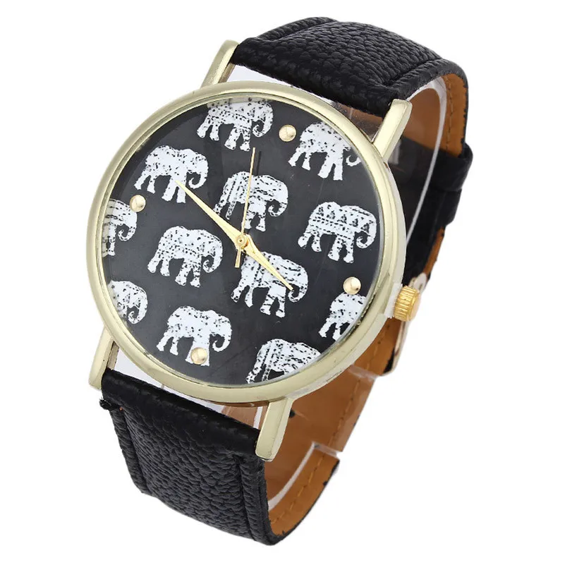 NEW Women's Watches Casual Elephant Pattern watch band leather alloy Analog Quartz Dial Wrist Watch clock relogio feminino M21 (7)