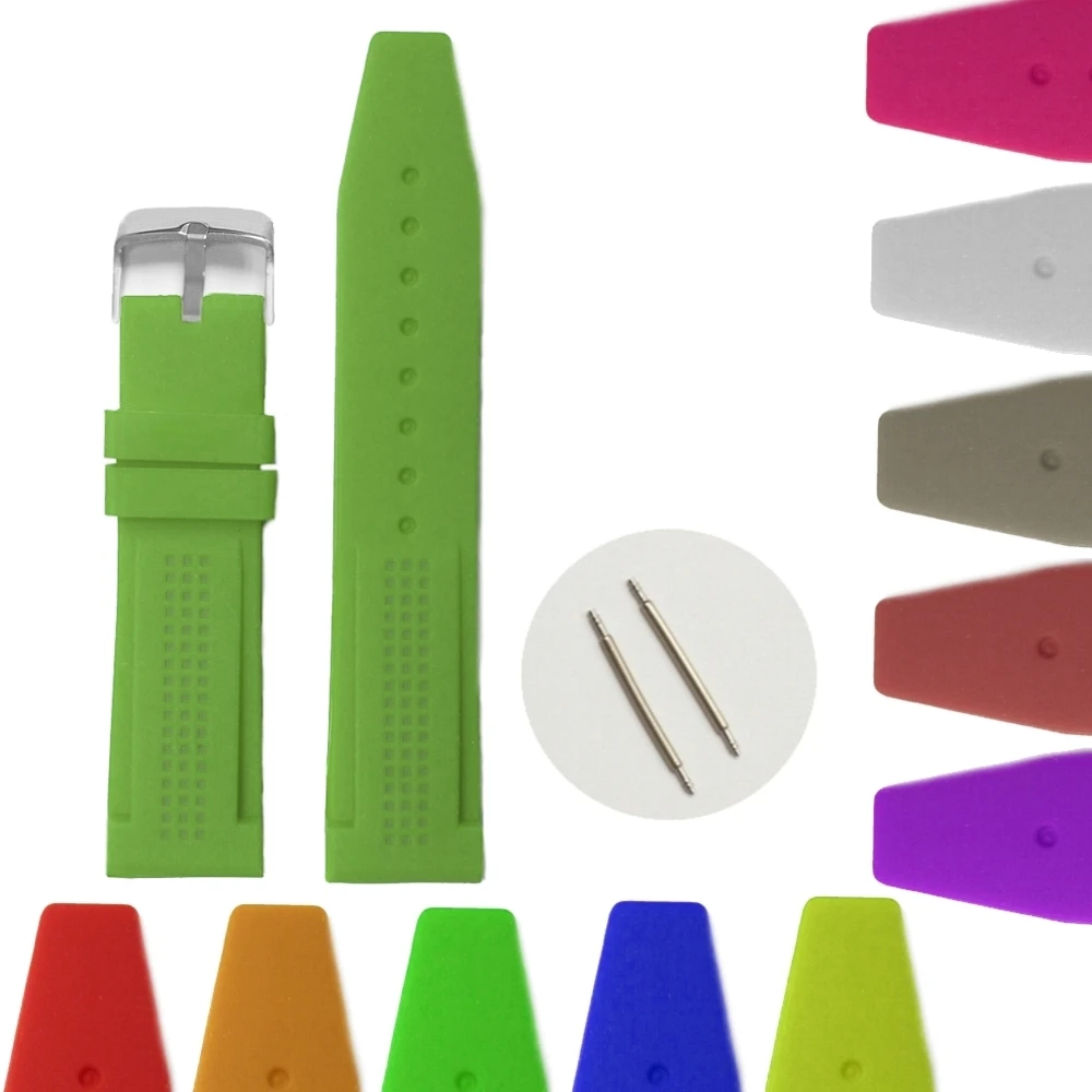 

22mm Spring Green Color Silicone Jelly Rubber Ladies Men Watch Band Straps WB1075O22JB