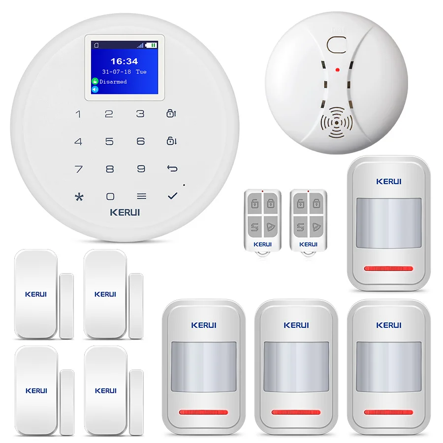 

KERUI G17 Home Alarm GSM Security Alarm 1.7 Inch TFT Touch Screen System Smoke Motion Detector door magnet smart Security