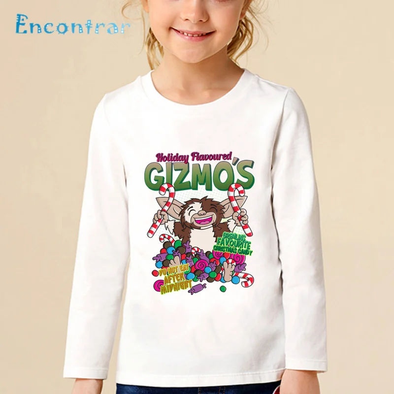 Детская футболка с принтом «Gremlins Gizmo» детские забавные повседневные топы для мальчиков и девочек, Милая футболка с длинными рукавами для малышей LKP5170