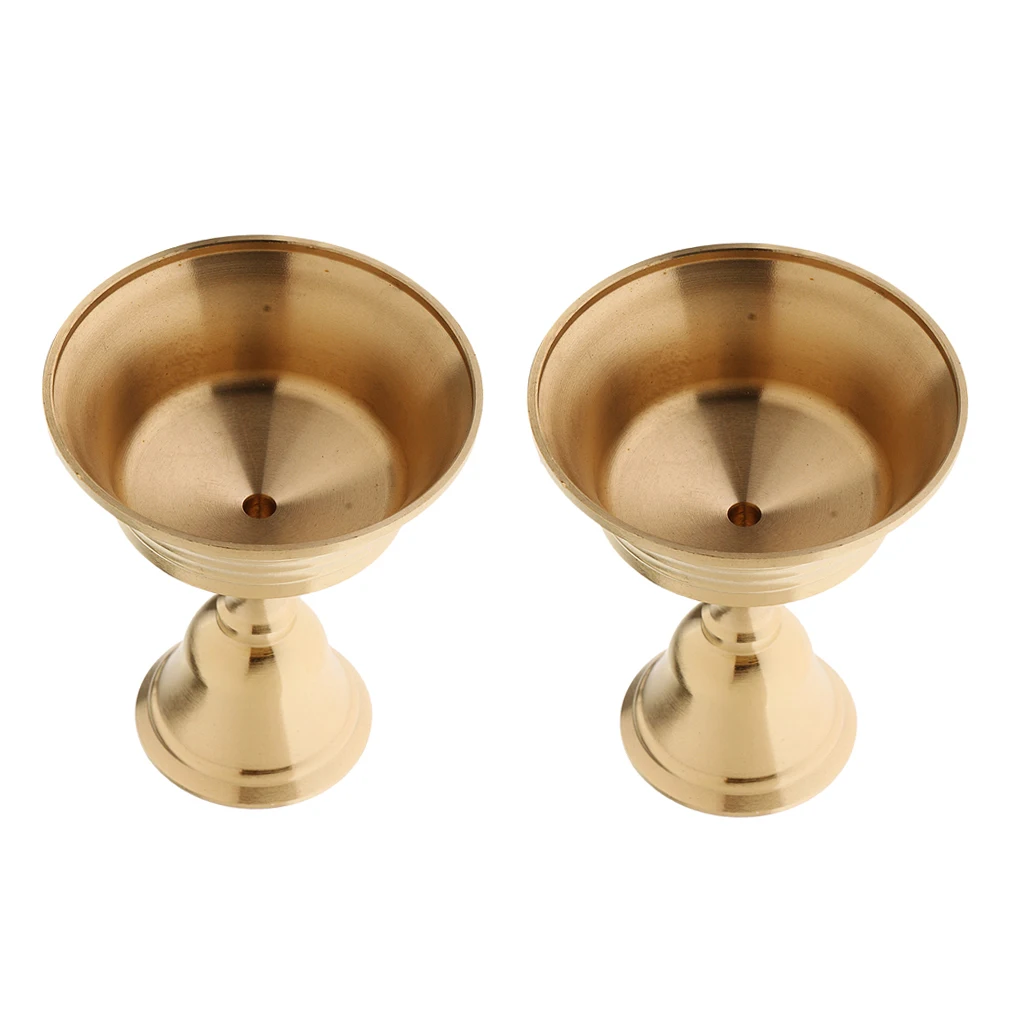 Set of 2, Buddhism Copper Candle Holder Ghee Lamp Holder Tibetan Brass Oil Lamp Metal Craft Ornaments