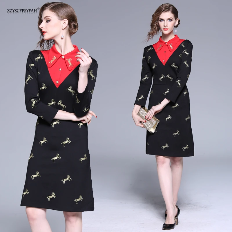 

ZP6230 Actual Shot - Spot 2019 New Women's Dresses Retro Slender Chic dress Heavy Work Embroidery Long Sleeve Link