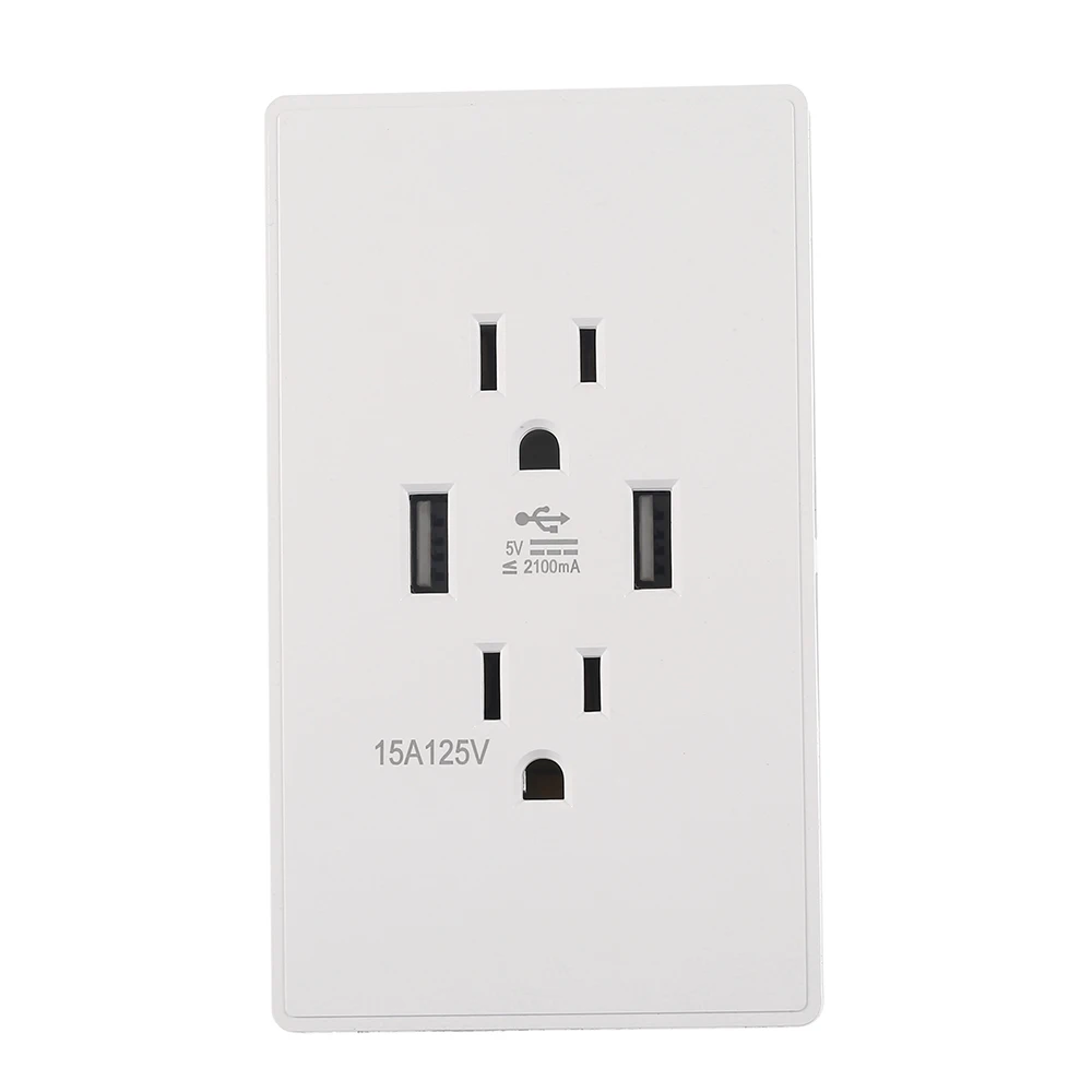 American Standard Dual USB Wall Socket Double Outlets US Plug Adapter