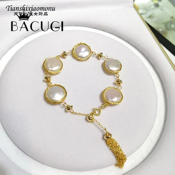 

2019 New 14KGF Handmade Women Bracelet Freshwater White Pearl Special Design Fine Jewelry Customized for Lady