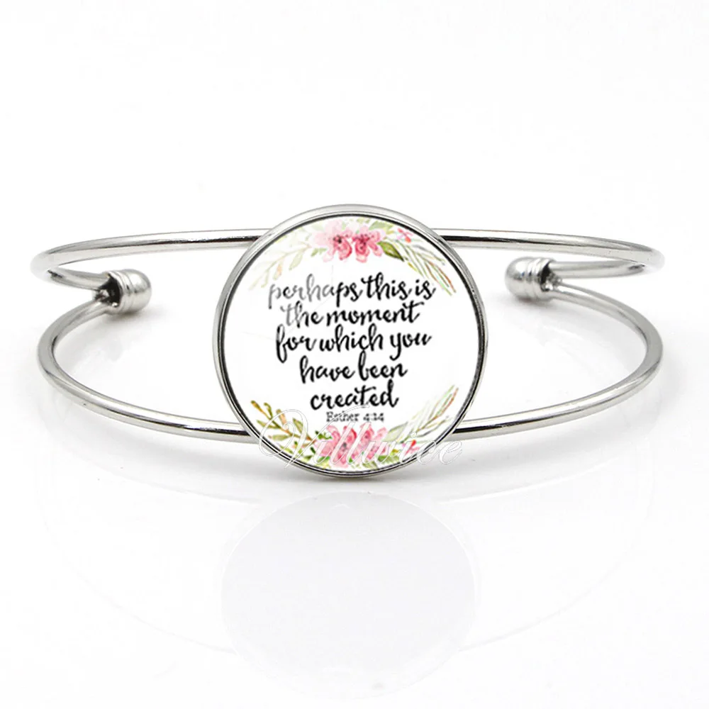Antiqued Crab Bible Verse Philippians 4:13 Glass Dome Bangle Bracelet