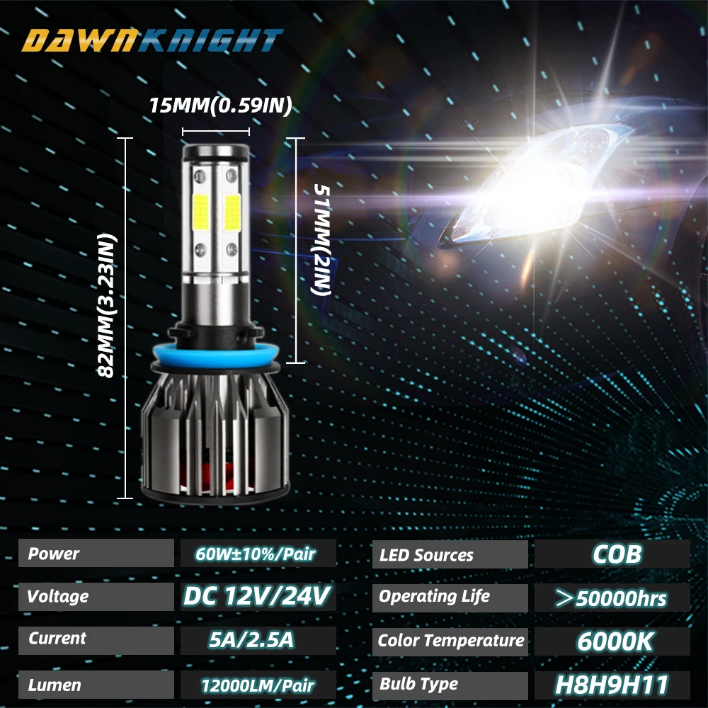 4 стороны H7 светодиодные лампы 9005 9006HB4 H8 H9 H11 H7 Светодиодная лампа 12000LM 6000K турбо-охлаждения автомобиля светодиодные фары 360 градусов ОСВЕЩЕНИЕ